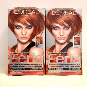 2x L'OREAL paris FERIA # 74 deep copper blonde hair color dye shimmering NEW